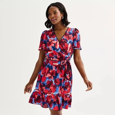 Mini Vestido Draper James Floral Manga Acampanada Cinturón Talla Mediana Foto 1 de 4