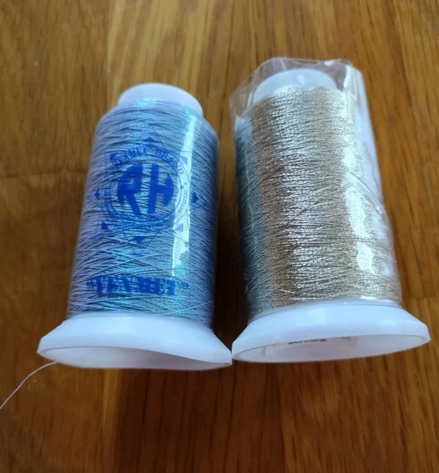 Yenmet Ocean Blue & Metallic Pyrite Embroidery Threads- 500 meters  each -Japan - Image 1 of 2