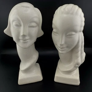 Art Deco Büsten Paar Damen elegante Keramik Statuetten Japan Vintage - Bild 1 von 16