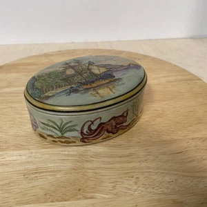 Vintage handbemalte Schmuckschatulle • Schiff • Meerjungfrau • England • Oktopus • Porzellan - Bild 1 von 16