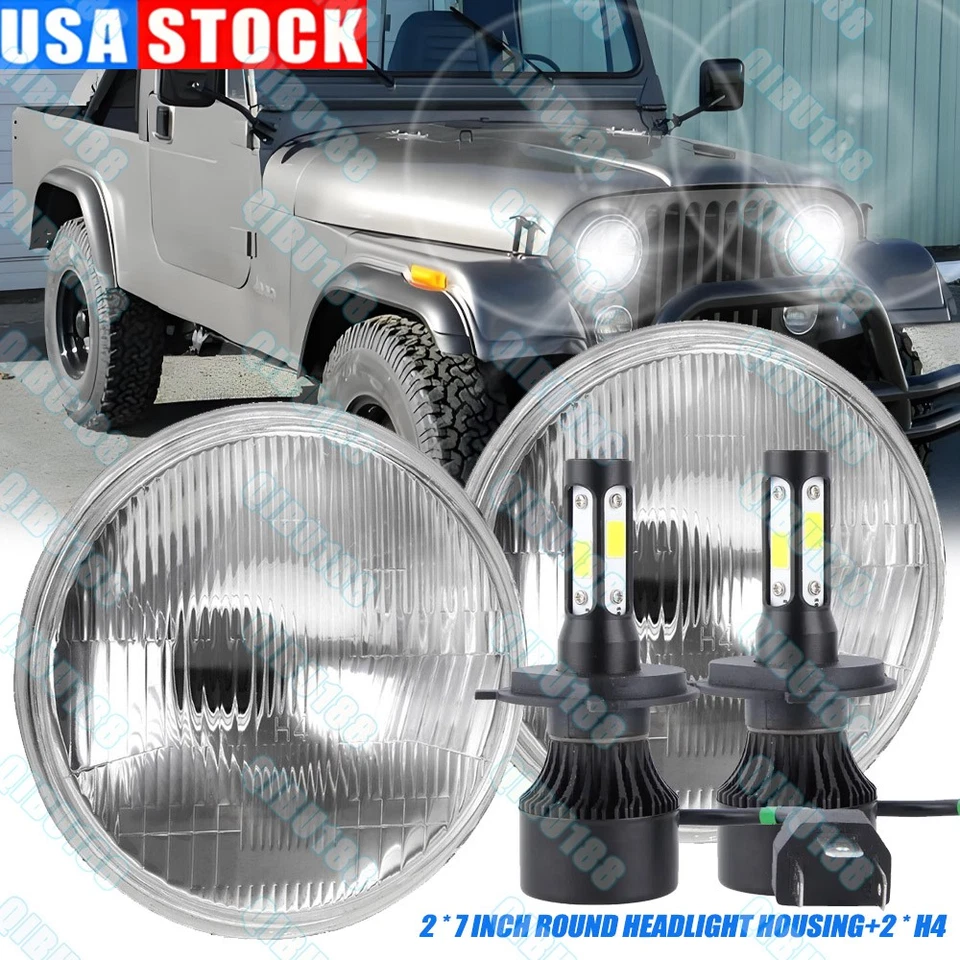 Carcasa de faros redondos + bombillas para Jeep CJ-8 Scrambler 1981-1985 de 7 pulgadas Foto 1 de 4
