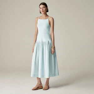 NWT!! J. CREW Pintuck Mixy Tank Dress Edgewater Solid Light Blue XXS XX-Small - Picture 1 of 14