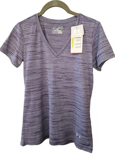 Neu mit Etikett Under Armour lockeres kurzärmliges lila Damenshirt Anti-Oder V-Ausschnitt - Bild 1 von 7