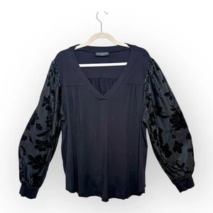 Lane Bryant schwarz transparent Blumenärmel elegant festlich Urlaub Party Top 18/20  - Bild 1 von 11