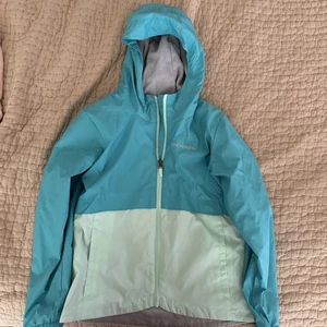 Columbia Girls Teal Fleece Hooded Rain Jacket Waterproof, Lined, M Size (10/12) - Picture 1 of 3