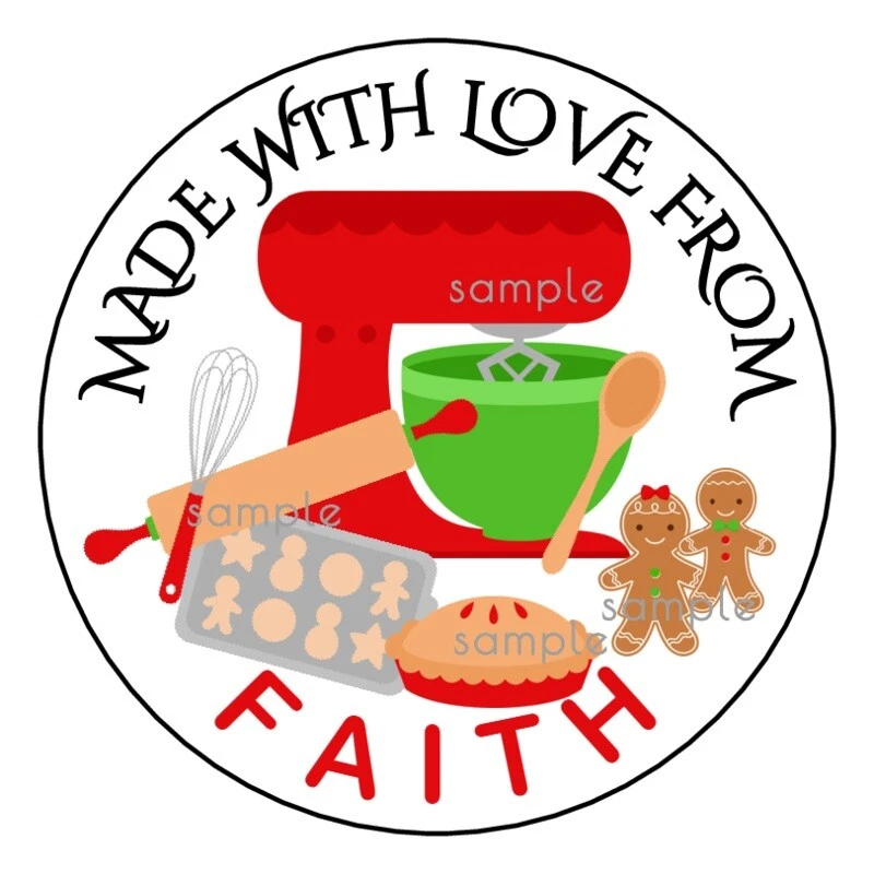 24 CHRISTMAS BAKING Personalized Labels Stickers MADE WITH LOVE FROM 2.5" Round