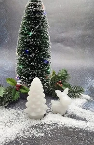 Christmas Tree And Raindeer White Jade Carvings Christmas Decoration Set, Jade - Picture 1 of 12