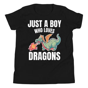 Just a Boy who Loves Dragons Mythological Creature Lover Youth T-Shirt - Picture 1 of 6