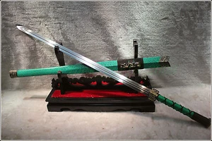 ESPADA CHINA DE ALTA CALIDAD "HAN JIAN" (劍) 1095 HOJA AFILADA DE ACERO AL CARBONO #477 - Imagen 1 de 7