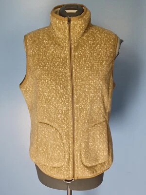 Laura Scott Fleece Lined Vest Women’s Size Medium Tan/Beige Pockets Lined Zipper - Image 1 of 4