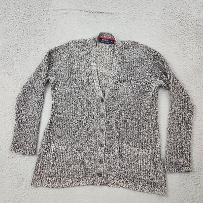 Свитер женский Polo Ralph Lauren средний серый с крапинками кардиган вязаный текстурированный - Изображение 1 из 4