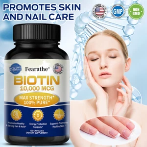 Biotin 10 000 mcg Maximum Strength 100% Pure Hair Skin and Nails Health - Picture 1 of 12