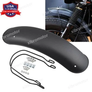 Guardabarros de rueda delantera de metal negro mate para moto todoterreno Café Racer - Imagen 1 de 13