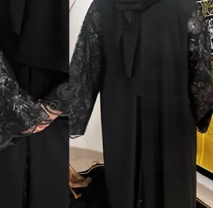 Sequence embroidery double layer sleeve Saudi abaya - Picture 1 of 3