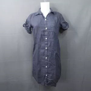 Pure Amici Women Dress Small Blue Linen Shirt Coastal Cool Resortwear Minimalist - Picture 1 of 13