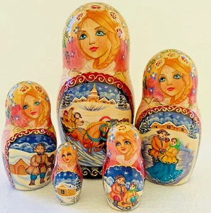 Nestchenpuppe "Weihnachten kommt!" 8" 5 teiliges Set - Bild 1 von 6