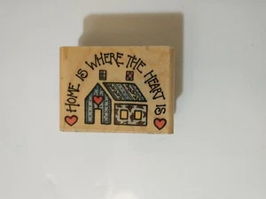 Home Is Where The Heart Is Stempel Holz montiert 1,75" x 2,25" Landhaus - Bild 1 von 4