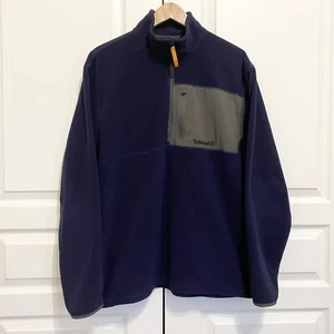 Timberland 1/4 Zip Micro Fleece Jacket Pullover Hiking Shirt Blue Mens XL - Picture 1 of 8