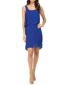 HEATHER Silk Royal Blue Cross Back Dress Sz S $205 - Picture 1 of 4