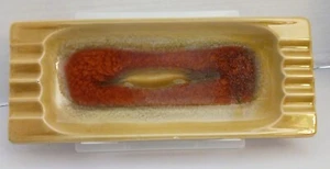 Aschenbecher Keramik Kunstkeramik gemarkt Japan Mid Century Modern 4x10 cm Rechteck - Bild 1 von 5