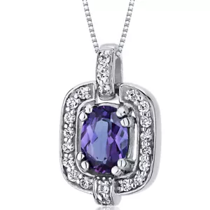 1 CT Oval Color Changing Alexandrite Sterling Silver Pendant - Picture 1 of 3