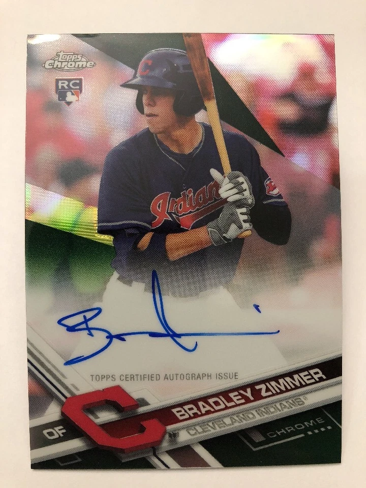 Bradley Zimmer GREEN Refractor Auto #93/99 2017 Topps Chrome Autograph - Image 1 of 1
