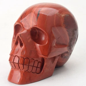 4.5'' Natual Realistic Red Jasper Skull Handmade Carved Crystal Healing 1118g - Picture 1 of 8