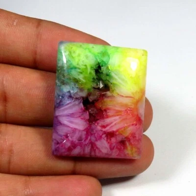 Multi Color Solar Druzy Quartz Gemstone 55 Cts Baguette Shape Cabochon SO-463 - Image 1 of 3