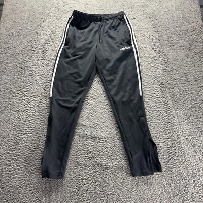 Pantalones de chándal Adidas para hombre pequeños grises poliéster ajuste cónico cremallera patas tres rayas Foto 1 de 4