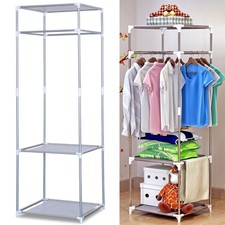 Portable Closet Organizer Storage Rack Clothes Hanger Home Garment Shelf Rod