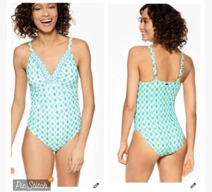 Talbots x Cabana Life Palapa Embroidered One Piece Geo Swimsuit size S NWT - Picture 1 of 13