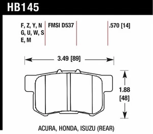 Hawk Performance HB145U.570 Unbeatable Pad And Rotor Wear Disc Brake Pads Rear - Picture 1 of 2