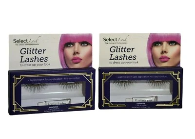 Select Lash Glitter Black Gold 2 Pack Set Cosplay Costume Lashes New - Image 1 of 4
