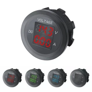 Voltmetro LED doppio display digitale amperometro tensione rotondo auto voltmetro amplificatore 12V - Foto 1 di 19
