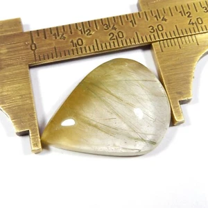Multi Golden Rutile Quartz Cabochon Pear Shape Natural Gemstone 40 Cts #9963 - Picture 1 of 6