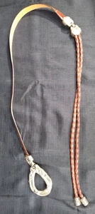 VTG @1995 Women's Bolo Tie Hip Accent Belt S/M Brown Leather Western - Picture 1 of 11