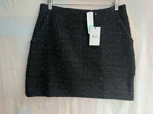 NUEVA &ET Minifalda Imogen Boucle Talla 14 Negra Mezcla Lana W32” L18” - Imagen 1 de 2