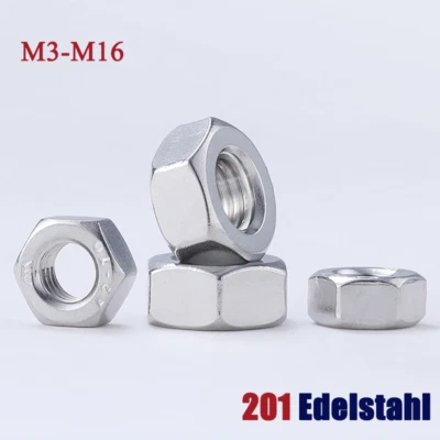 201 Edelstahl-Sechskantmuttern Sortiment Feingewinde Linksgewinde (UNC/UNF) - Bild 1 von 4