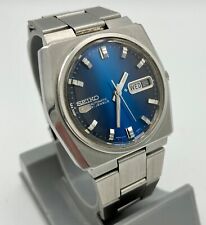Seiko 5 Automatic Mens Steel Vintage Watch 7510 Blue Dial Day Date 21 Jewels