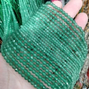 Cuentas de aventurina verde micro facetadas naturales genuinas de 2/3/4 mm para hacer joyas - Imagen 1 de 8