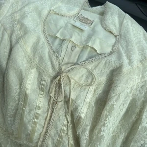 Vintage 70er Gunne Sax elfenbeinfarbenes Maxikleid Renaissance Hochzeit Perlenakzente Gr. 11 - Bild 1 von 2