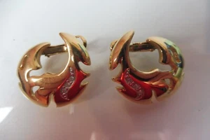 Pierre Lang Boucles D'Oreilles, Belles Clous D'Oreilles, Dorées Avec Des Pierres - Foto 1 di 4
