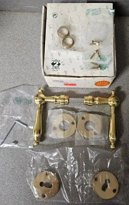 MARKENLOS Stilvolle Landhaus-Türgriffe Messing Poliert mit Rosetten