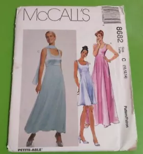 McCalls 8682 Misses Evening Formal Prom Dresses & Scarf Pattern Size 10-14 Uncut - Picture 1 of 2
