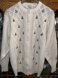 Vintage Women’s Smith’s Bermuda Hand Framed Cardigan Sweater Sz 40 Worsted Wool - Picture 1 of 16