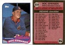 1989 Topps Baseball Card 534 DOC EDWARDS MANAGER CLEVELAND INDIANS
