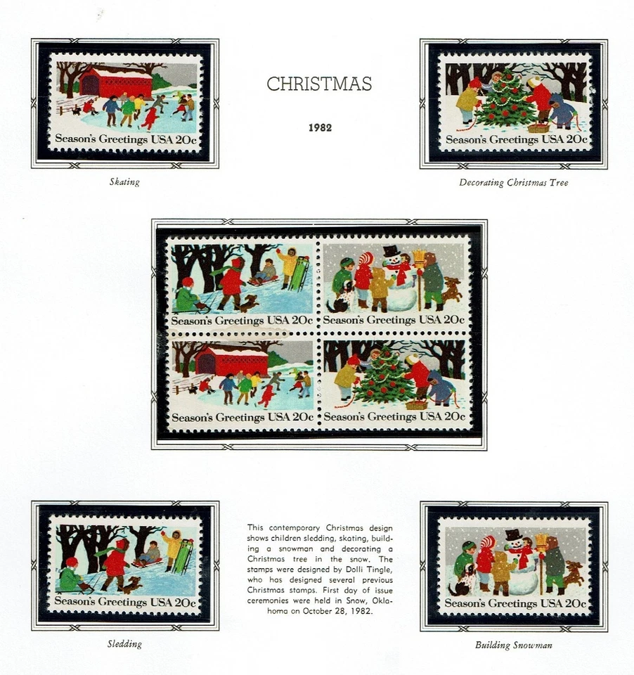 1982 U.S Commem 20c CHRISTMAS  Se-Tenant Lot of 8 Sc#2027-30  M/NH/OG WOW! TOPIC - Image 1 of 1