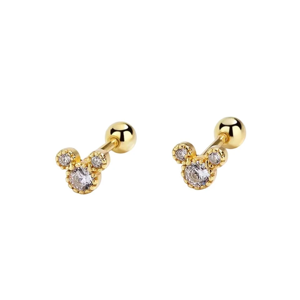 18k Gold over Silver Mickey Mouse CZ Earring Studs - Image 1 of 4
