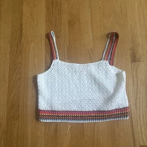Marine Layer Women’s XS Ivory White Caro Cropped Crochet Tank Top - Picture 1 of 4