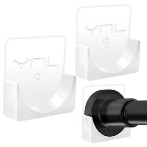 2 Pack Adhesive Shower Rod Holders, Transparent Rod Retainer | Never Fall Dow... - Picture 1 of 7